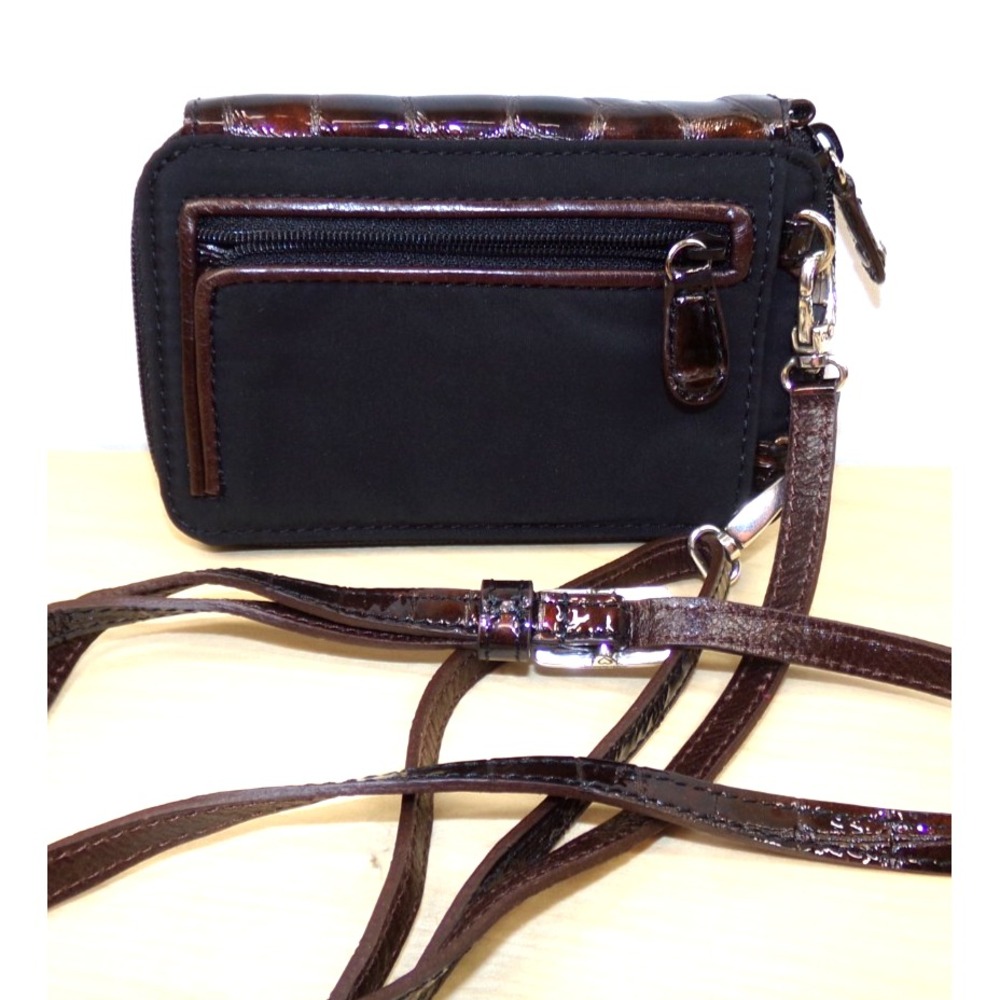 Brighton Small Crossbody Wallet Cell Phone Case Brown Black Card Holder - Picture 4 of 7